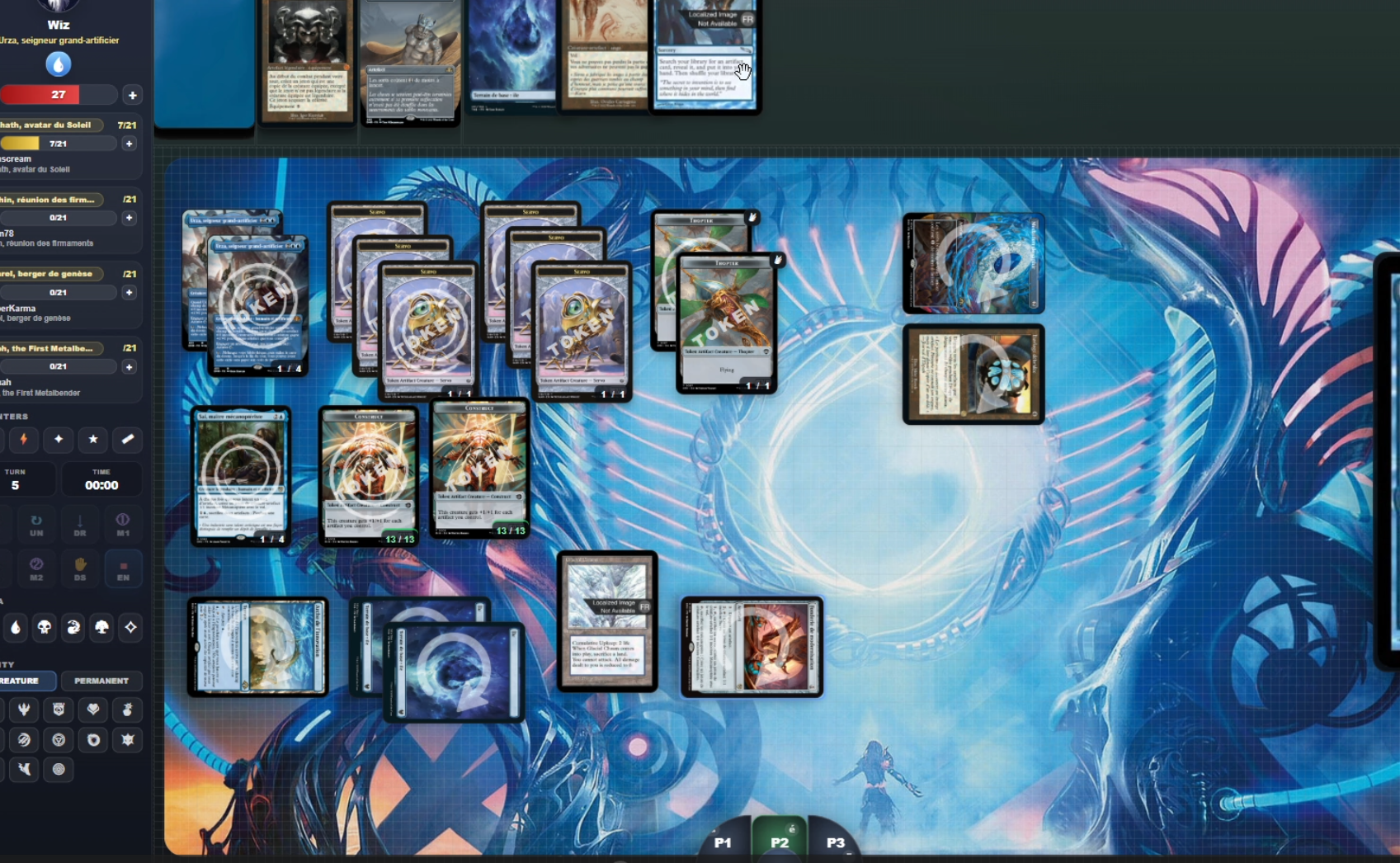 Plateau de jeu Magic en ligne avec cartes et outils TCGEM